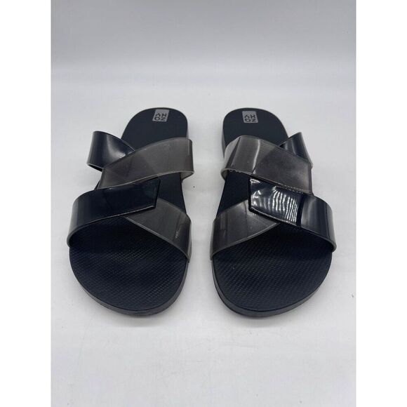 Zaxy Women Black/ Gray Slip-On Open-Toe Sandal Size 9 - Picture 4 of 7